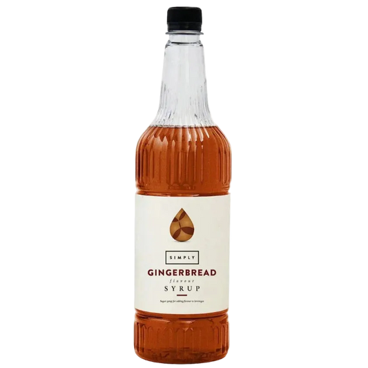 1 Litre bottle of Simply Gingerbread Syrup for festive coffee and spiced drinks